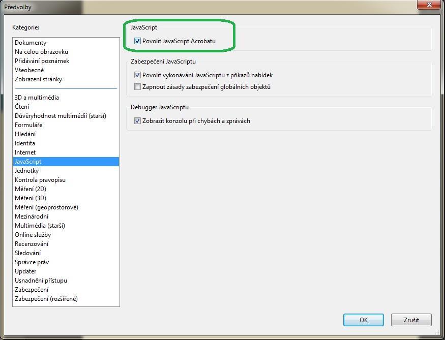 Příklad nastavení viz následující obrázek: Zabezpečení rozšířené Před zahájením práce s formuláři PDF je nutné provést nastavení rozšířeného zabezpečení aplikace Adobe Reader v menu Úpravy ->