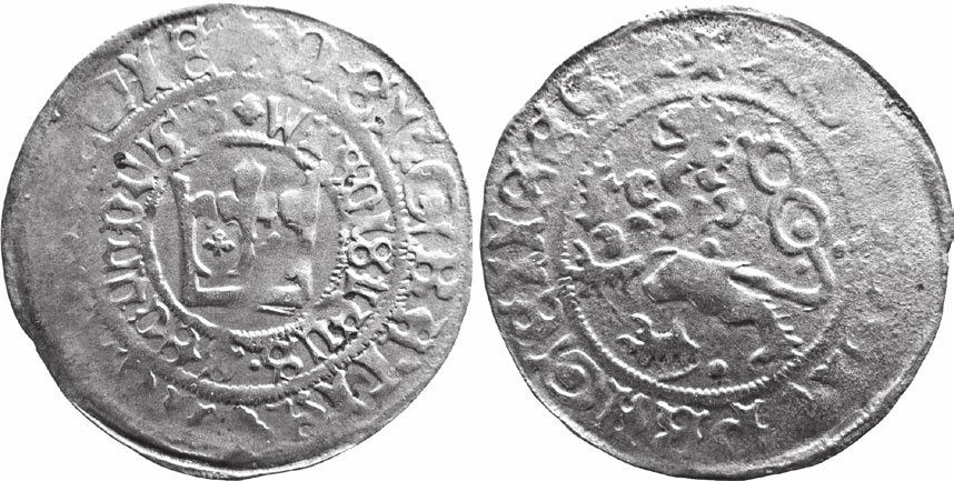 12 13 ČECHY, Vladislav II. Jagellonský (1471 1516) mincovna: Kutná Hora, řezač želez Hanuš z Řásné, AR pražský groš, 1502 1509 Av.: koruna s křížkem volně umístěným mezi liliemi, 5XLaDISLauS.