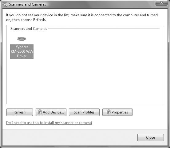 Základní obsluha Nastavení ovladače WIA (pouze systém Windows Vista) Chcete-li vybrat vlastní schránku zařízení, proveďte registraci zařízení v ovladači WIA.