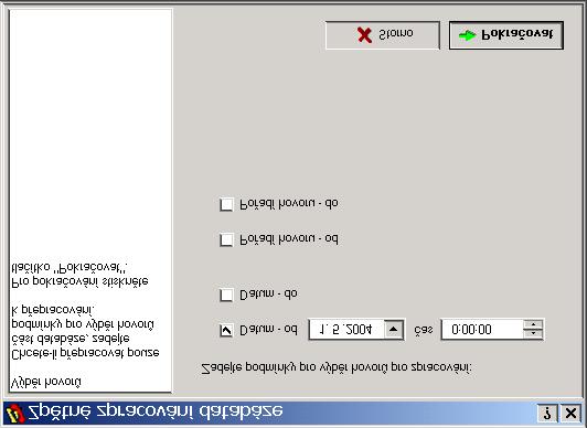 Příklad: Český Telecom změnil od 1. května 2004 ceny za volání. Aktualizaci sazebníku do programu Tardat provedete až 15. května. Po provedení aktualizace sazebníku je nutné opravit cenu u hovorů, které jsou za květen již zpracovány a uloženy do databáze.