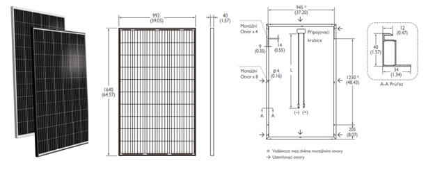UTB ve Zlíně, Fakulta logistiky a krizového řízení 48 Poly-krystalický fotovoltaický panel SunPrimo Poly-krystalický panel je složen z destiček čistě čtvercového tvaru s jasně viditelnou kontaktní