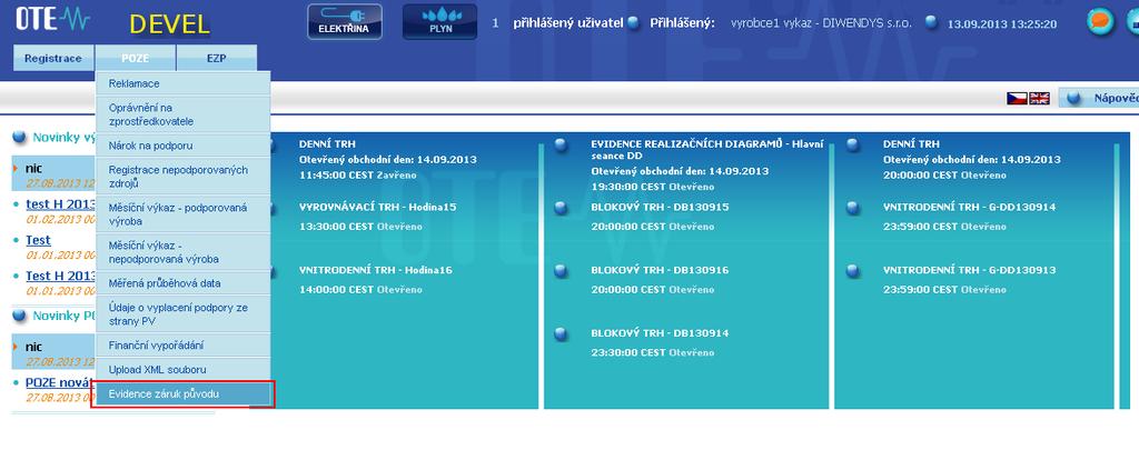 13 Evidence záruk původu Formulář obsahuje položky, které jsou nutné, aby výrobce ke zdroji doplnil, pro vydání