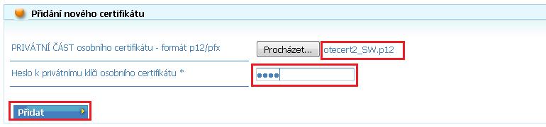 soukromého klíče do filesystému). Nakonec klikněte na tlačítko Přidat.