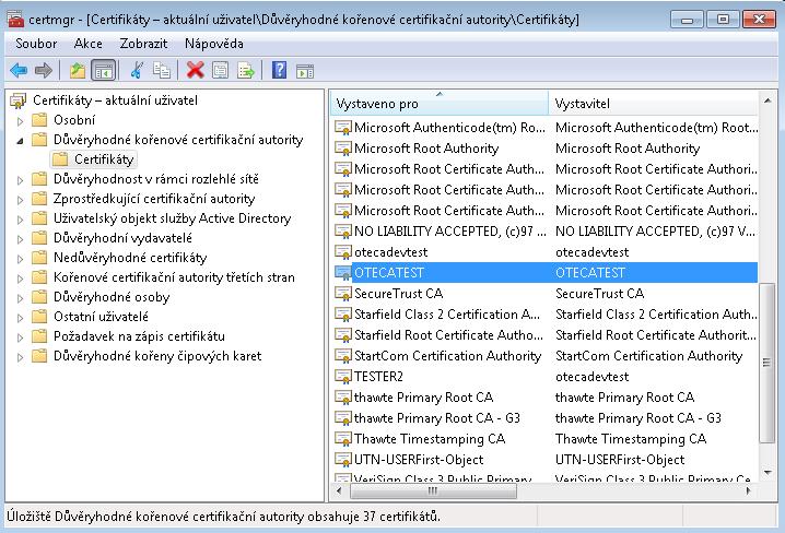 2.6 Aktivace certifikátu Všem uživatelům, kteří jsou vlastníci certifikátu od certifikačních autorit 1.