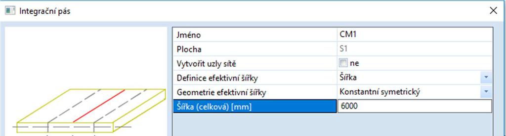 Důležité je zatrhnout ve Vlastnostech volbu Žebro/Integrační pás.