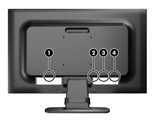 Identifikace komponentů na zadní straně Komponenta 1 Konektor napájení střídavým proudem 2 DisplayPort (vybrané modely) Funkce Slouží k připojení napájecího kabelu střídavého proudu k monitoru.