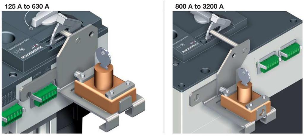 6.3.9. Blokace uzamykacího mechanismu Určený pro zablokování elektrického ovládání a záložní ovládání v poloze 0 pomocí zámku RONIS EL11AP.