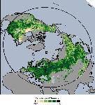 EVI Nárůst množství zelené hmoty ve srovnání s počátkem 80. let Oblast S od 30. rovnoběžky EVI Enhanced Vegetation Index družice Terra/MODIS, http://terra.nasa.