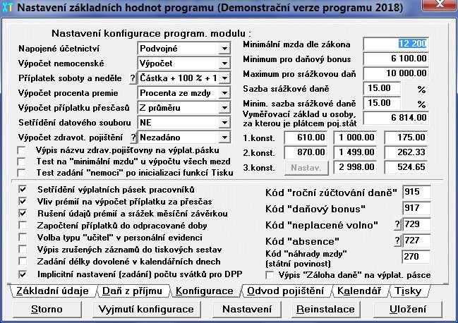 2 Nastavení jednotlivých konstant pro odvod zákonného pojištění zadáním hodnoty "maximálního základu" (změna maximálního základu pro odvod sociálního pojištění a