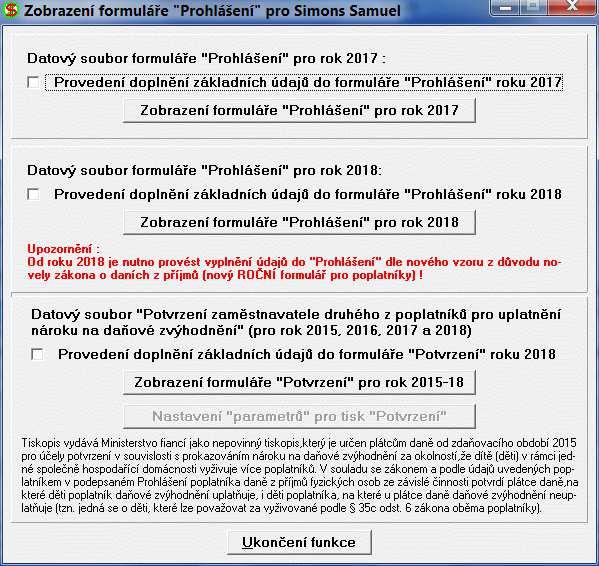 6 Skupina funkcí pro aktualizaci personální evidence byla doplněna v části "Odpočty z daní" o nutnost nastavení