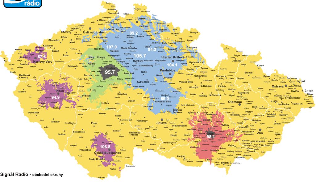Signál Rádio mapa pokrytí Seznam okruhů regionálních odpojení: PRAHA: Praha 95,7