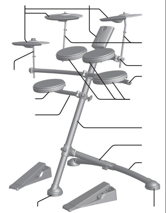 TD-1K TD-1KV Trubka A Trubka B Rameno virblu Rameno virblu Pedál kopáku Hi-Hat Pedál Klipsa kabelu 4 Trubka C Pad