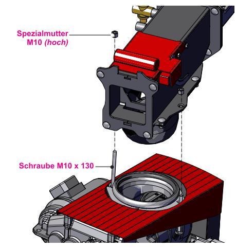 5 Připevnění vynašeče k podávací jednotce speciální speciální matka M10 matka (vysoká) M10 (vysoká) nutná druhá osoba hlavový díl namontujte na kulovou pánvičku mezi ně lze namontovat padací šachtu