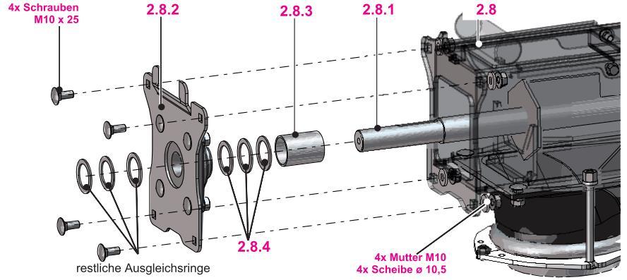 11.2.7 ložiskové desky šroub 4x šrouby M10 x 25 zbylé vyrovnávací kroužky zbylé vyrovnávací kroužky pravítko pro doraz 4x matka M10 4x podložka ø 10,5 matka podložka ø kontrolní