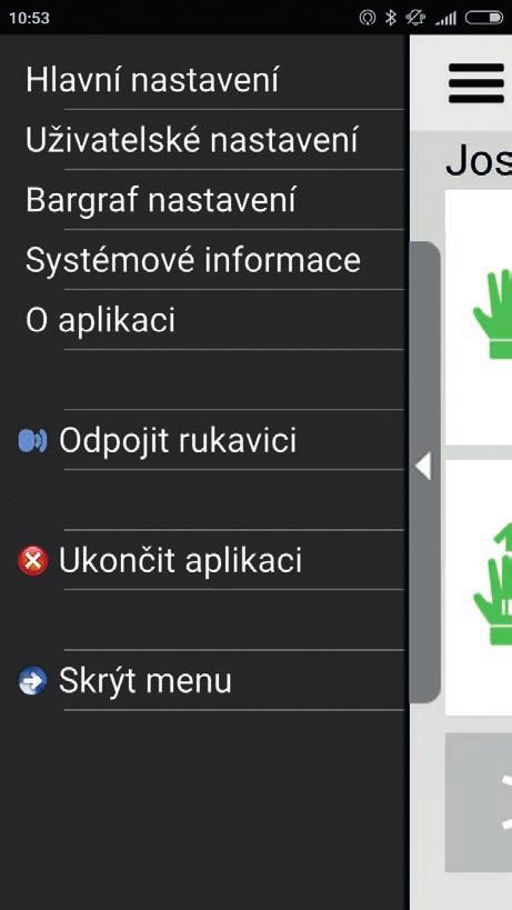SensPro Zásahová rukavice pro hasiče s implementovanou elektronikou a senzory 5 Nastavení aplikace 5.1.