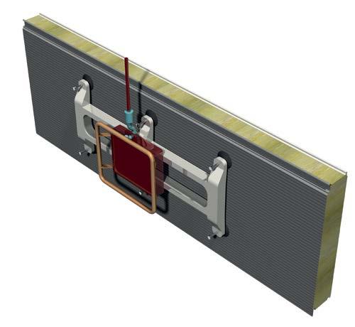Před zvednutím panelu musí být na místech uchopení panelu podtlakovým zvedákem odstraněna ochranná fólie. Pro vertikální a horizontální instalaci jsou také navrženy speciální zvedáky (obr. 0).