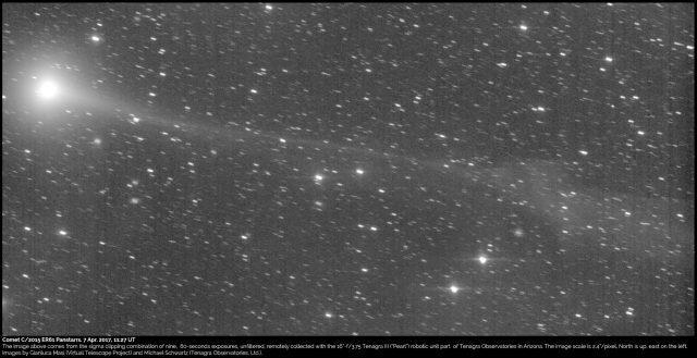 10. 5. 2017 Kometa C/2015 ER61 PanSTARRS nejblíže Slunci Kometa C/2015 ER61 (PanSTARRS) byla objevena 14. března 2015 a původně ji astronomové považovali za asteroid o jasnosti 20,7 mag.