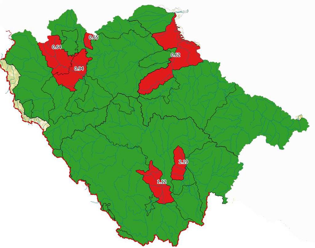 Vodohospodářská bilance podzemních vod 2015 v povodí Vltavy MAX/MIN Poměr