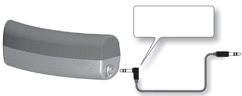 Přibaleným kabelem propojte výstupní jack BT-1 s trigger vstupem bicího zvukového modulu. * Musíte použít stereo kabel. Pokud použijete jiný kabel, nebudou probíhat operace správně.