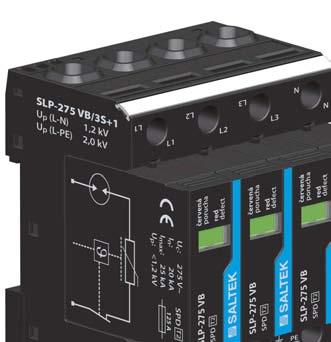 SLP-275 VB/3+1 SLP-275 VB/3S+1 SPD typ 2 přepěťová ochrana vyjímatelné moduly, optická signalizace poruchy Výkonový varistor se sériově zapojeným uzavřeným jiskřištěm.