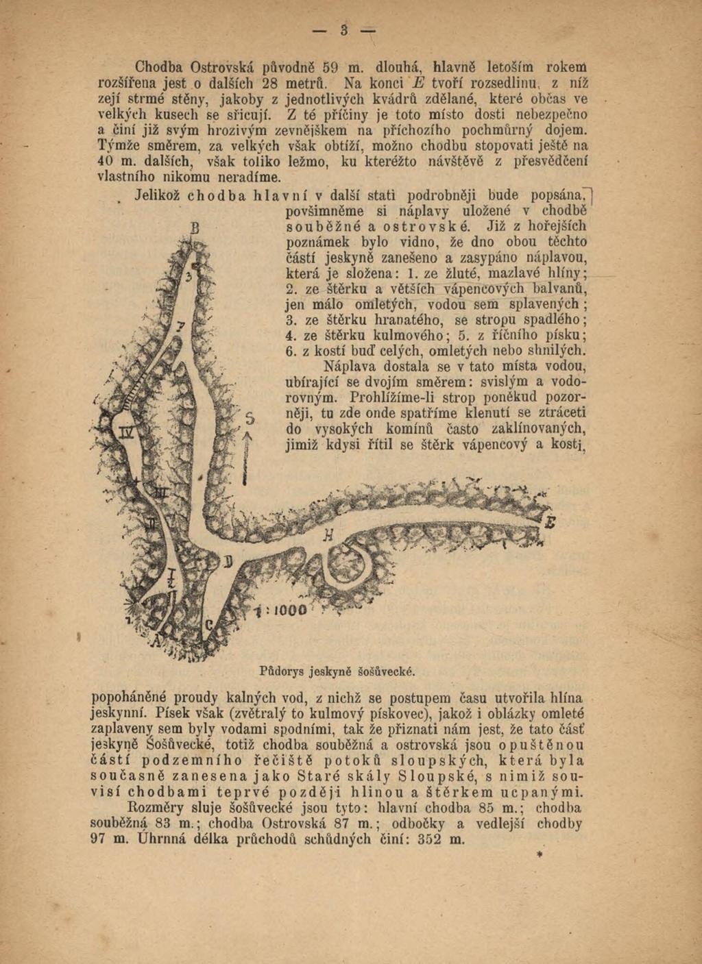 z říčního písku; 6. z kostí buď celých, omletých nebo shnilých. Náplava dostala se v tato místa vodou, ubírající se dvojím směrem: svislým a vodorovným.