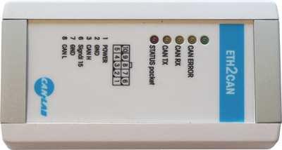 Základní popis Interface ETH2CAN s firmwarem CAN je určen pro připojení ke sběrnici CAN prostřednictvím sítě ethernet.