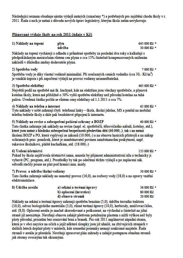 - pronájem školního bytu - pronájem prostor pro reklamu Výnosy z těchto činností slouží k posílení rozpočtu školy (obecního) a jsou