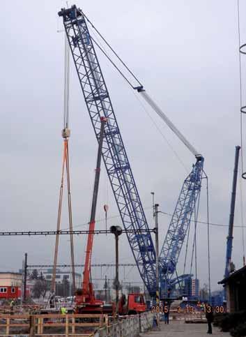 7a,b Moving and fitting the KT girders phase I Obr.