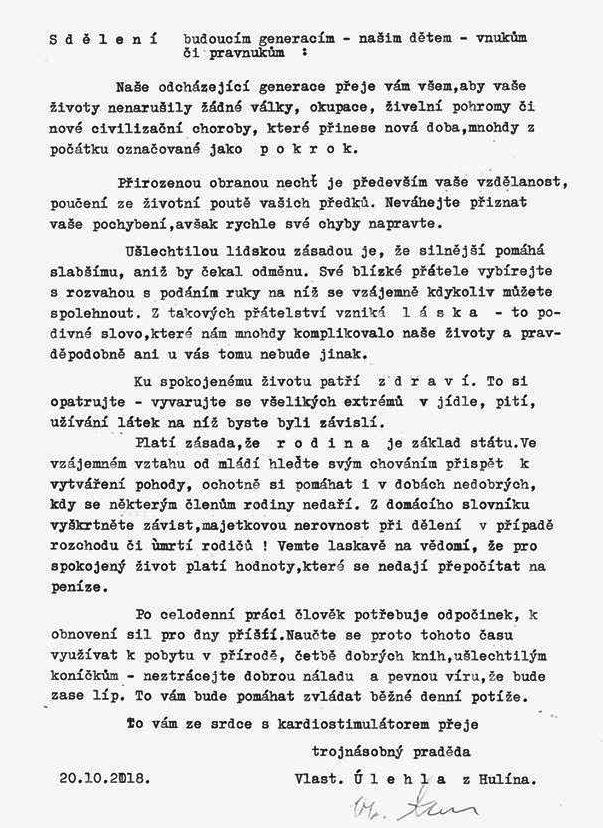 generaci, aby si lépe mohla vytvořit ucelenější obraz našich dnešních životů. Hulín se v rámci oslav 28.