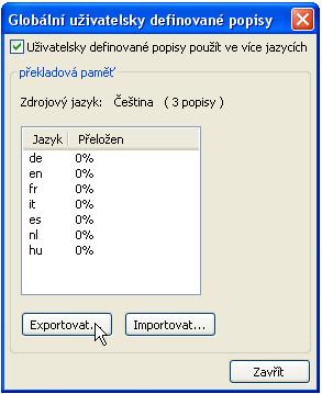 Funkční datové objekty / Přístroje s technologií X2 Globální vlastní popisy (vícejazyčné) Pomocí "globálních vlastních popisů" je možné vytvářet překlady těchto jmen a aplikovat je v požadovaném
