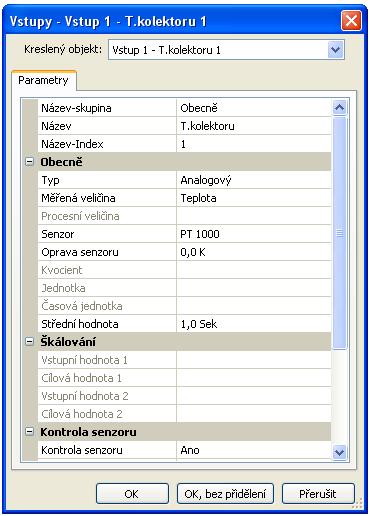 Funkční datové objekty / Přístroje s technologií X2 Vstupy Nastavení parametrů po dvojitém klinutí myši.