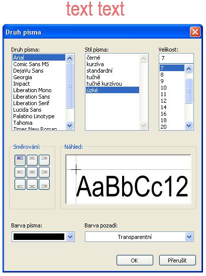 Texty Texty Vložení textů 1. Kliknutím myši na symbol textu v pravé liště nástrojů je aktivován režim pro psaní textu. Kurzor myši změní na výkrese svůj tvar na tužku. 2.