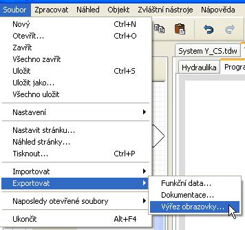 Exportovat vystřihnutou část obrazovky Pomocí této funkce je možné