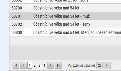 Dále doporučujeme příjemcům využívat z důvodu přehlednosti filtrování tabulek indikátorů.