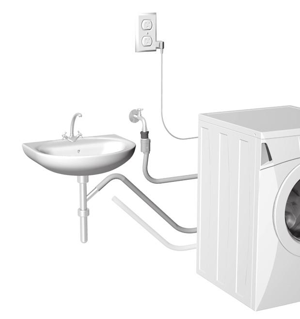 Nasazení hadice pro odtok vody Odtokovou hadici umístěte do umývadla, vany nebo přímo do odtoku (průměr min 4 cm). Sifon pro odtok ve zdi musí být správně vestavěn, aby bylo možno jej čistit.