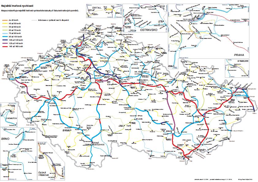 Obrázek 18 - Mapa sítě SŽDC nejvyšší traťové rychlosti [30] 1.3.7 Kritérium č.