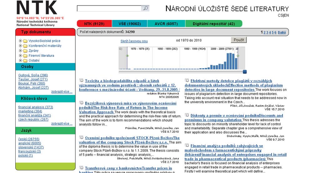 Centrální rozhraní NUŠL www.nusl.