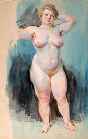 GALERIE KODL 81. AUKČNÍ DEN 150 František Kupka (1871 1957) Studie k obrazu Podzimní slunce (Tři grácie) akvarel na papíře, 1906, sign. razítkem UD, 58 35 cm, rám, zaskl.