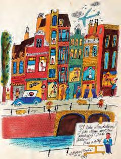 2. 12. 2018 PRAHA, ŽOFÍN 182 Adolf Born (1930 2016) I like Amsterdam komb. tech. (akvarel, pero, tuš) na papíře, 1969, sign. PD, 26 19 cm, rám, pasparta, zaskl.