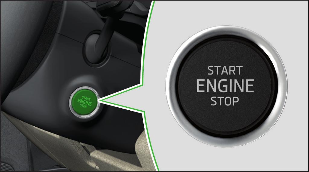 Nastartování motoru - manuální převodovka Sešlápněte spojkový pedál a otočte klíč do polohy 3. Vypnutí motoru a zapalování Otočte klíč do polohy 1.