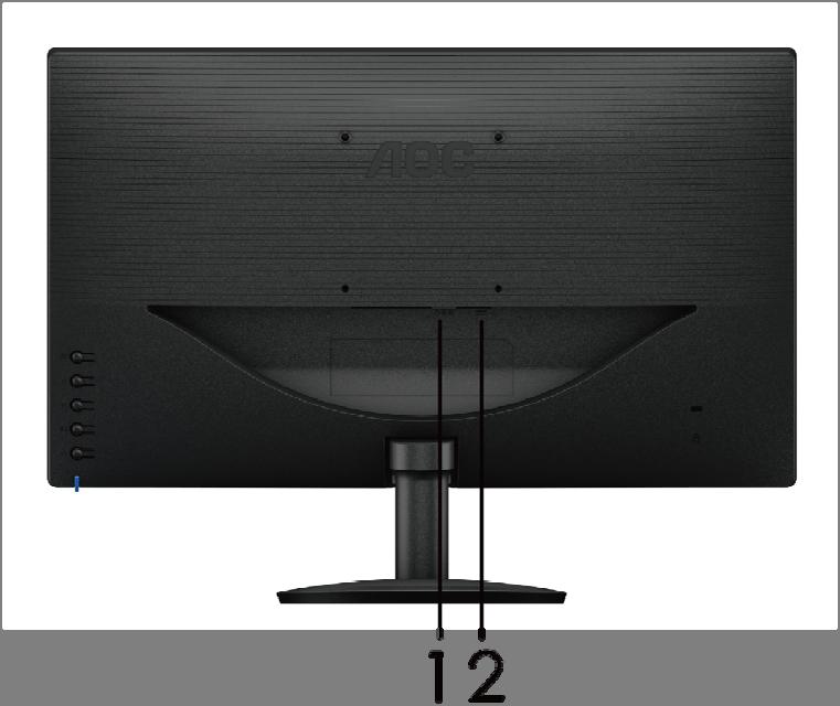 Připojení Monitoru Zapojení kabelů na zadní straně monitoru a počítače: 1. D-Sub 2. Napájení Před připojením vždy vypněte PC a LCD monitor, aby se vybavení nepoškodilo.