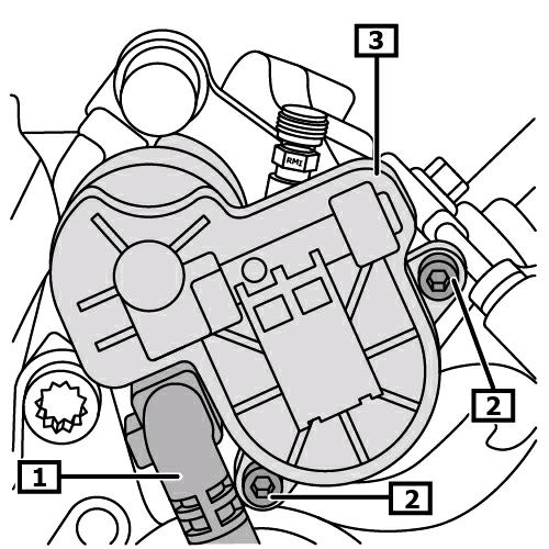 Potřebné krouticí momenty Samojistící šrouby a matice se musí vždy vyměnit. Šroub(y) - servomotoru (2) (viz obrázek 3) Nouzové odblokování parkovací brzdy. Obrázek 3 Demontáž: Vypnout zapalování.