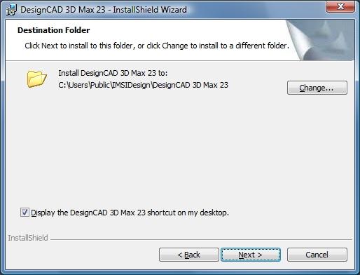Změňte nastavení cílového adresáře (odmažte z nastavené cesty počáteční část*) a ponechte jen mnou doporučenou část C:\IMSIDesign\DesignCAD 3D Max