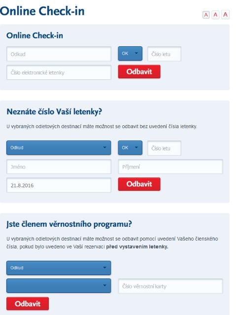 (cestujících). Poté následuje několik kroků, které mohou mít různé pořadí a jejich obsah či přítomnost v systému je opět závislá na letecké společnosti.