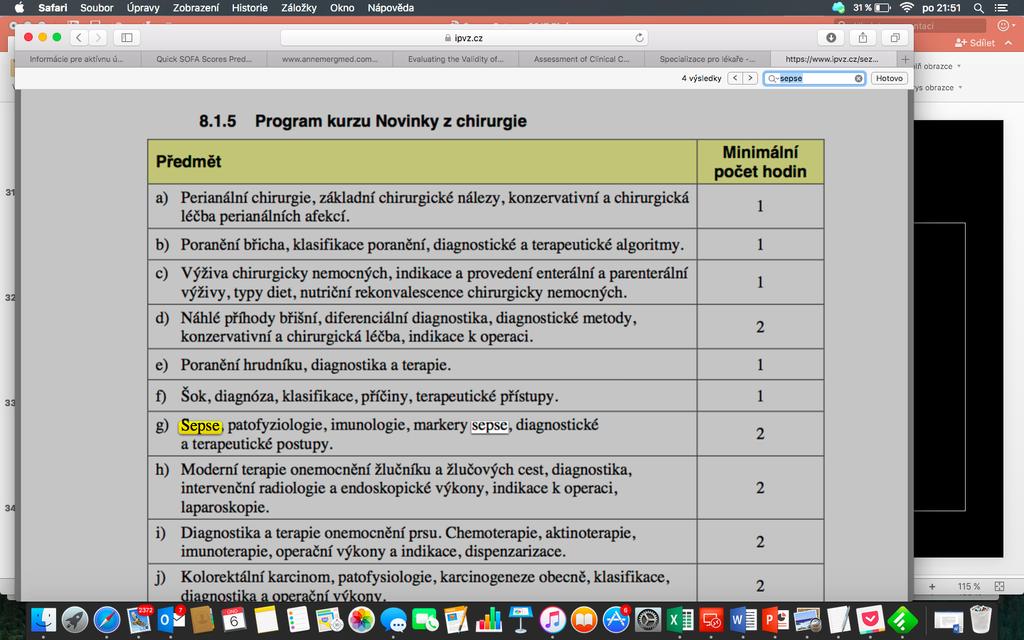 Koncept sepse ve vzdělávacím programu