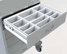 max. 16 složek (2 x 8) zdravotnické dokumentace s tlumícím dnem na kuličkových plnovýsuvech Nosnost: 40 kg 27 4,5 40 Deep drawer for