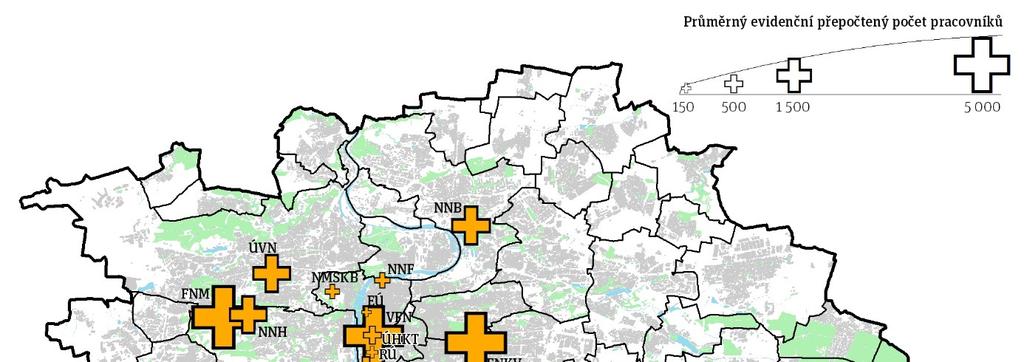 Obrázek 14: Nemocnice v Praze Zdroj: výroční zprávy nemocnic za roky 2012, 2013, 2014 a 2015. Shrnutí V Praze sídlí 14 velkých zdravotnických zařízení, v nichž působí cca 4 000 lékařů.