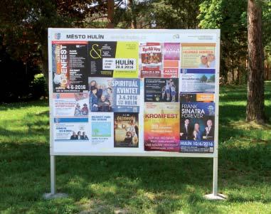 Jednostranné a oboustranné plakátovací tabule PPD10, PPD20 tabule z vitrínových profilů, které nejsou určeny k zasklení z důvodu obecné přístupnosti k vylepování plakátů a informací,