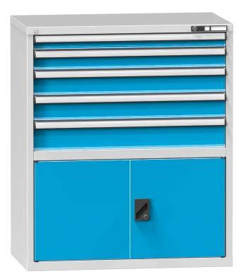 Dílna a průmysl dílenský nábytek Zásuvkové skříně Polak ZC robustní svařovaný korpus šířka 1037 mm hloubka 600 mm výška zásuvek 75, 100, 125, 150, 200, 250 a 300 mm centrální zámek blokace proti
