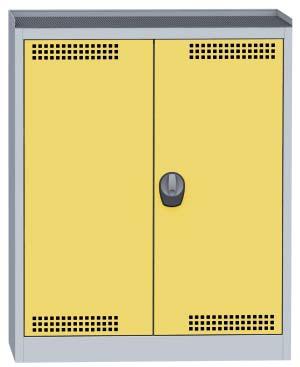 Skříň typ SCH T1B Skříň typ SCH 01B výška 1150 x šířka 950 x hloubka 500 mm výplň dveří z tahokovu ve stejné barvě jako korpus, velikost oka 22 x 12 mm, ocelový rám ocelový rámeček se zalemovanými
